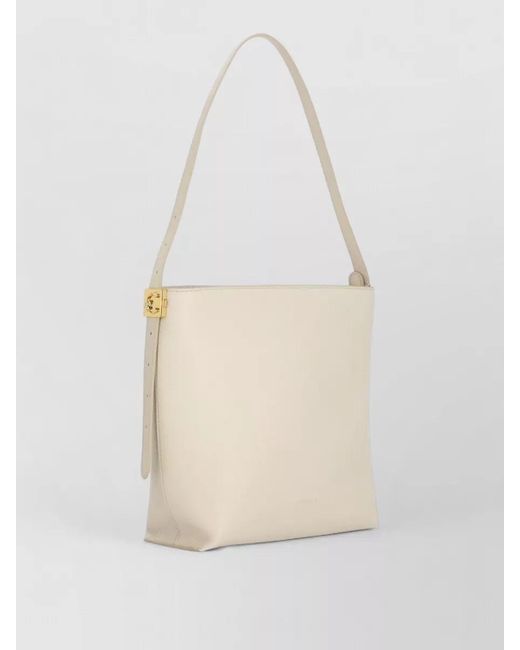 Coccinelle White Tote Bag Pebbled Leather Adjustable Strap