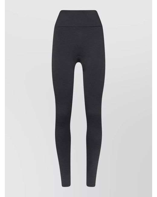 Wolford Blue Ribbed Seamless Leggings Elastic Waistband