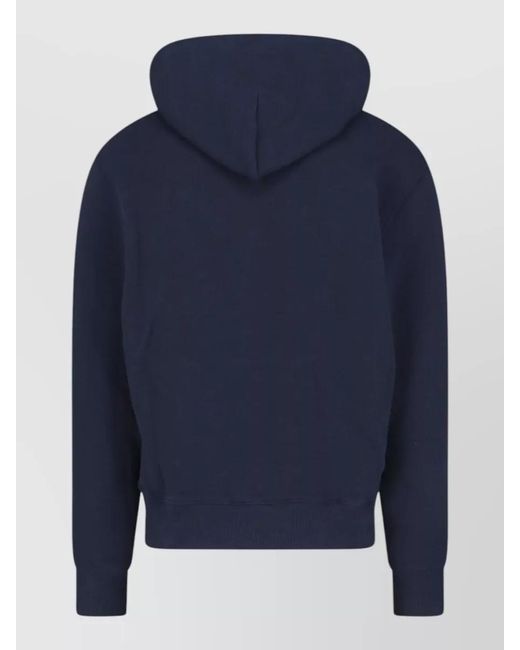 Autry Blue Hooded Sweatshirt Drawstring Hood Ribbed Trims for men