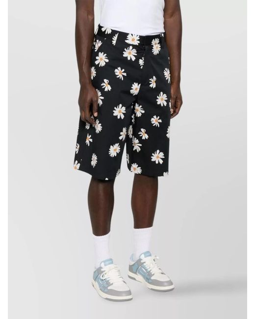 Moschino Blue Margherite Print Straight Bermuda Shorts for men