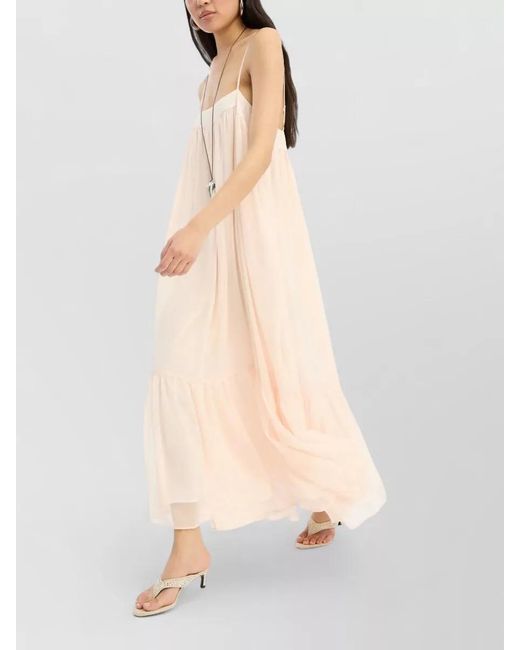 ROTATE BIRGER CHRISTENSEN White Chiffon A Line Dress Tiered Skirt