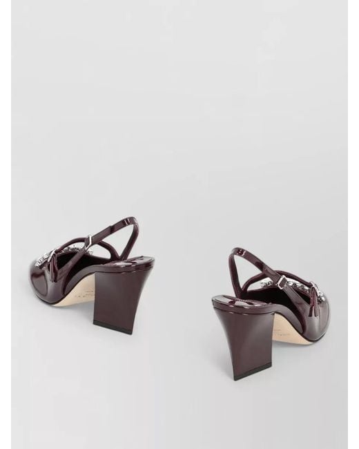 Jimmy Choo Brown Belinda Patent Slingback Pumps Block Heel