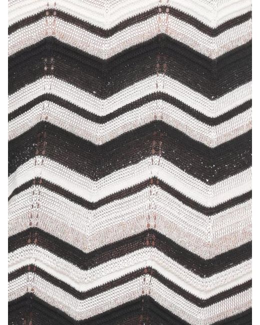 D.exterior White Straight Skirt Chevron Pattern Lurex Floor Length
