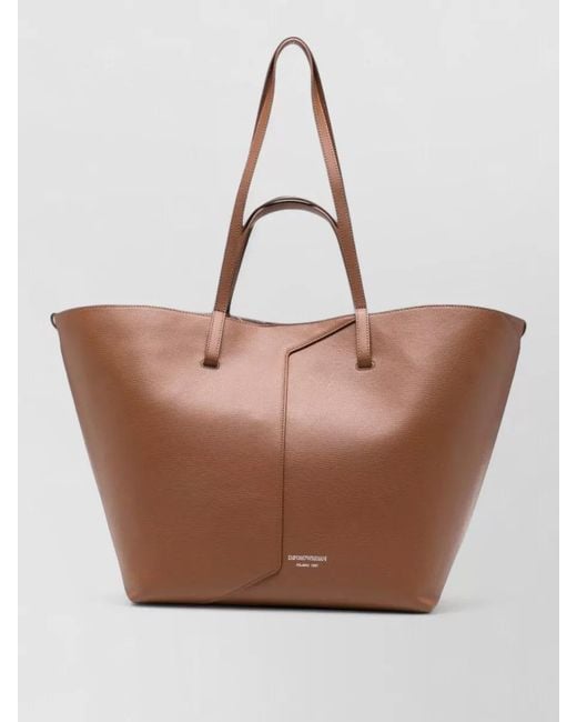 Emporio Armani Brown Leather Tote Bag Medium Size Everyday