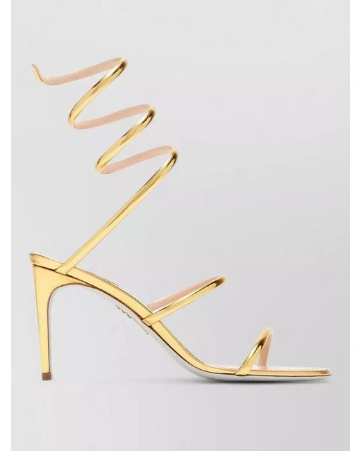 Rene Caovilla Natural Cleo 80 Sandals Snake Ankle Wrap