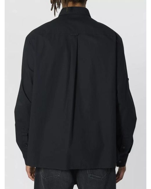 Dolce & Gabbana Blue Stretch Cotton Military Style Shirt for men