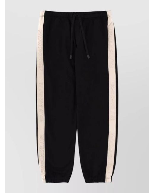Versace Jeans Couture Black Jogging Trousers Logo Side Stripe Elastic Cuffs for men