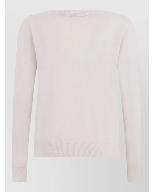 Weekend by Maxmara Pink Wool Silk Cashmere V-Neck Long-Sleeve Sweater