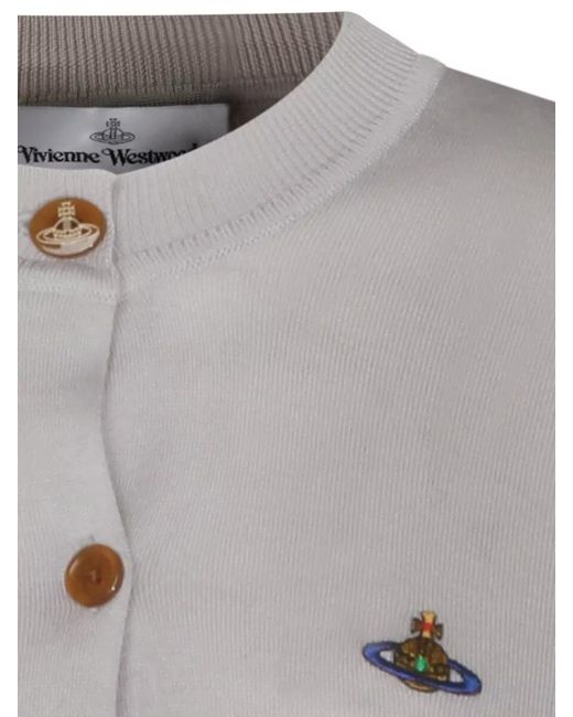 Vivienne Westwood Gray Silk Wool Cropped Crewneck Cardigan