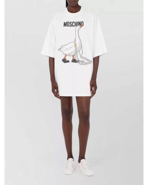 Moschino White Cotton Knee-Length Dress