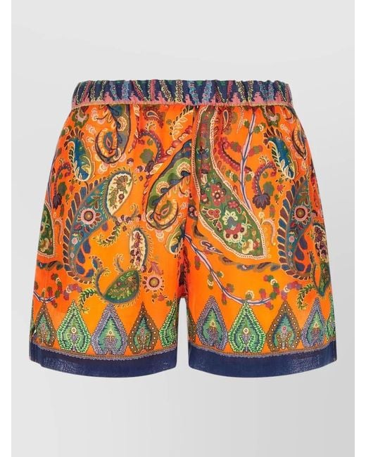 Etro Orange Ramie Shorts