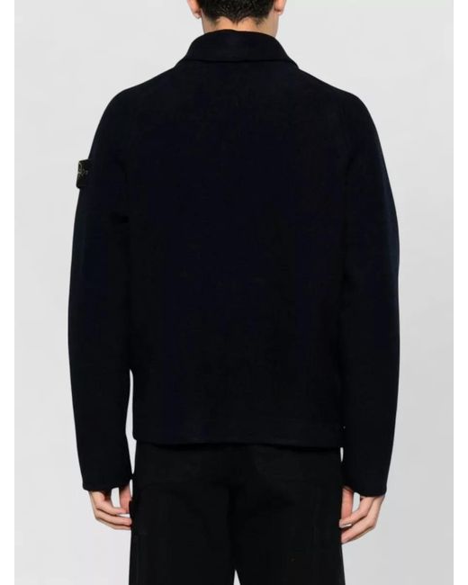 Stone Island Black Virgin Wool Long-Sleeve Lightweight Jacket for men