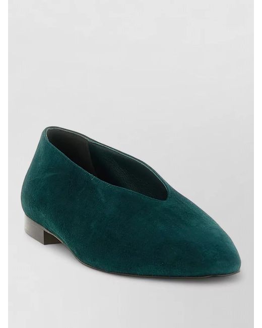 Jimmy Choo Green Suede V-Neck Ballerina Flats