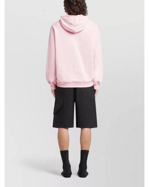 Courreges Pink Hooded Crewneck Sweater Nylon Silk Blend for men