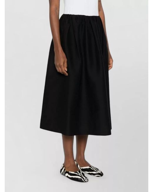 Totême Black Wool A-Line Midi Skirt
