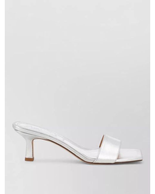 Aeyde White Mules Square Toe Stiletto Heel Metallic