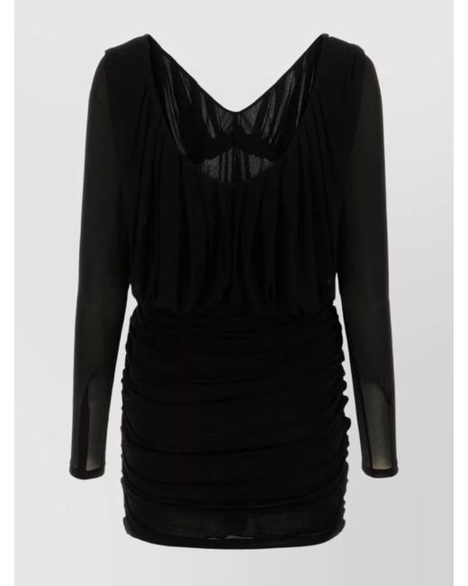 Saint Laurent Black Cupro Mini Dress