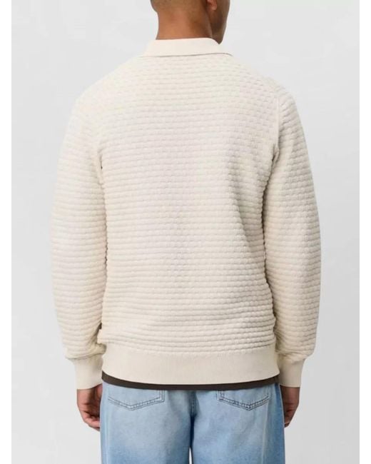 Les Deux Natural Polo Collar Textured Knit Short Sleeve Sweater for men