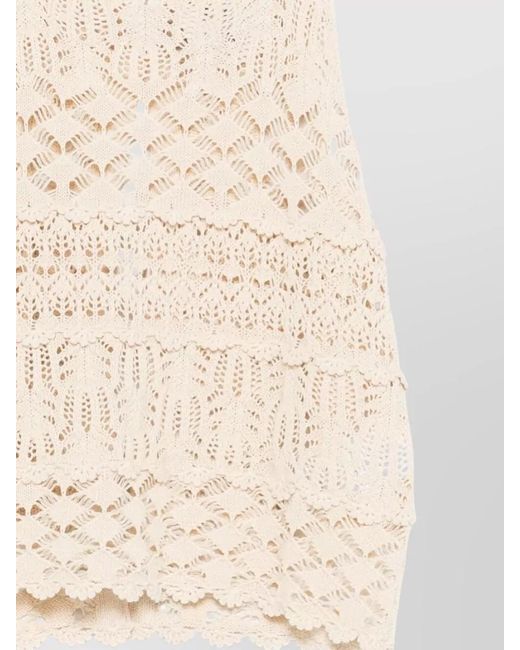 Semicouture Natural Shelley Crochet Tank Top Open Back