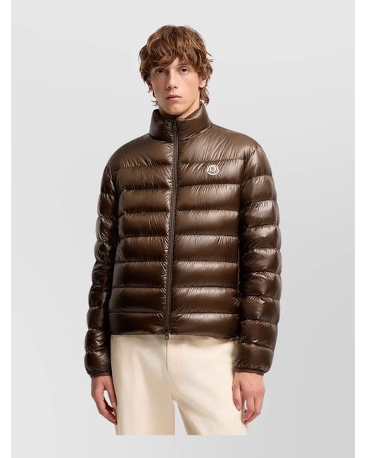 Moncler Brown Casual Padded Lightweight Jacket High Collar for men