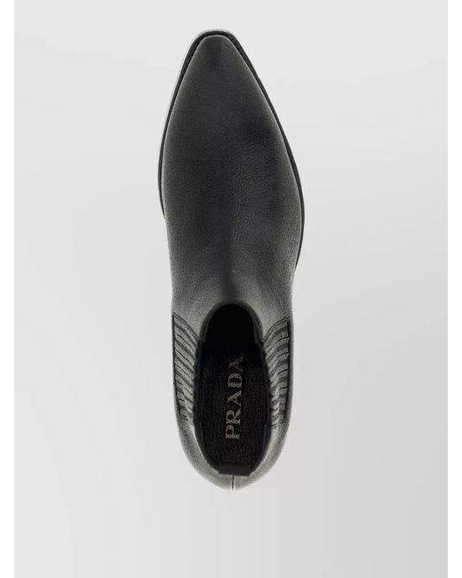 Prada Black Leather Ankle Boots Chelsea Cuban Heel for men