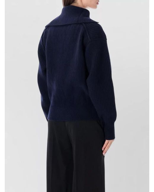 Stella McCartney Blue Recycled Cashmere Rib High Neck Sweater