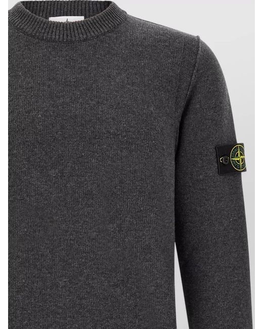 Stone Island Gray Ribbed Wool Crew Neck Jumper for men