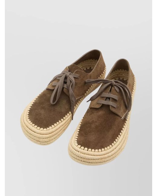 Loewe Brown Suede Lace-Up Slippers for men