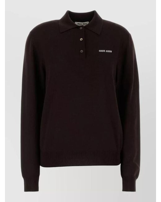 Miu Miu Black Wool Polo Sweater