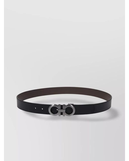 Ferragamo Metallic Leather Reversible Adjustable Belt for men