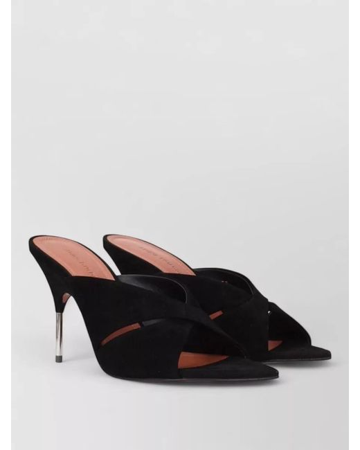 AMINA MUADDI Black Leather Stiletto-Heel Mules