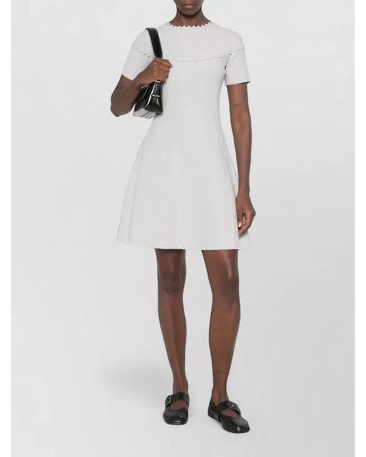 Emporio Armani White Short Sleeve Dress Scalloped Neckline Design