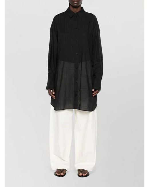 Totême Black Oversized Monogram Cotton Shirt
