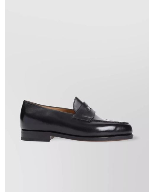 John Lobb Black Leather Loafers for men