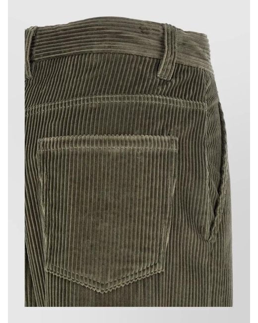 Brunello Cucinelli Green High Rise Corduroy Trousers Flared Leg