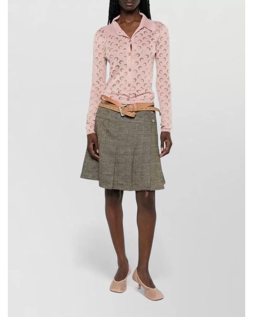 MARINE SERRE Pink Lunar Pattern Knit Long Sleeve Shirt