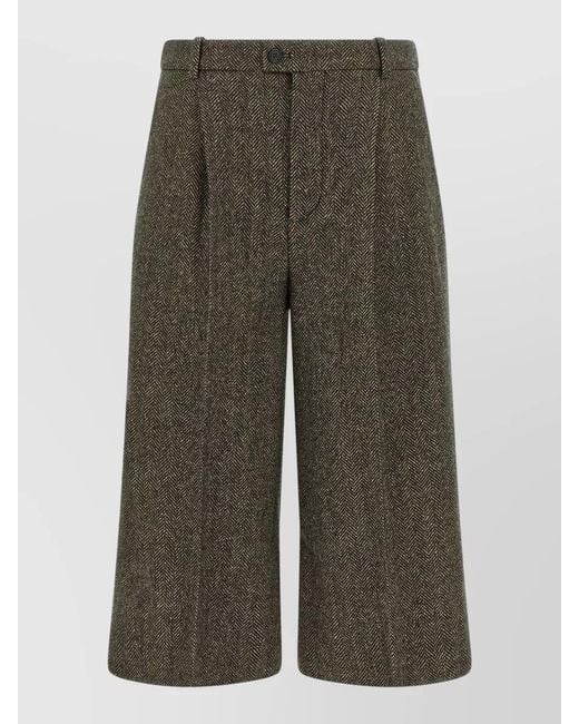 Saint Laurent Green Silk Wide-Leg Midi Tailored Trousers