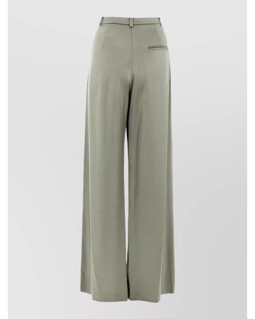Alysi Green Satin Wide Leg Trousers Front Crease