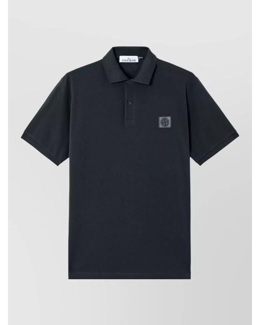 Stone Island Blue Organic Cotton Polo Shirt Short Sleeves for men