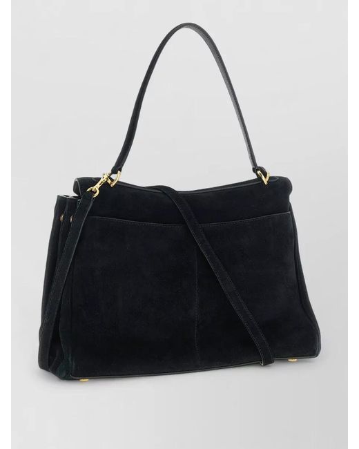 Balenciaga Black Rodeo Medium Suede Shoulder Top Handle Bag