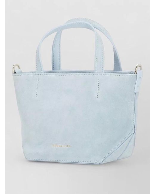 Fabiana Filippi Blue Suede Shoulder Bag Eclissi Detail