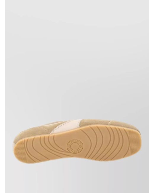 Dries Van Noten Natural Suede Sneakers Round Toe Rubber Sole Panels