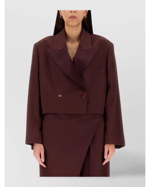 Acne Red Cropped Wool Blend Jacket