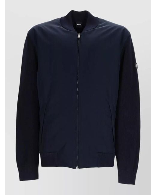 Boss Blue Single-Breasted Coat for men