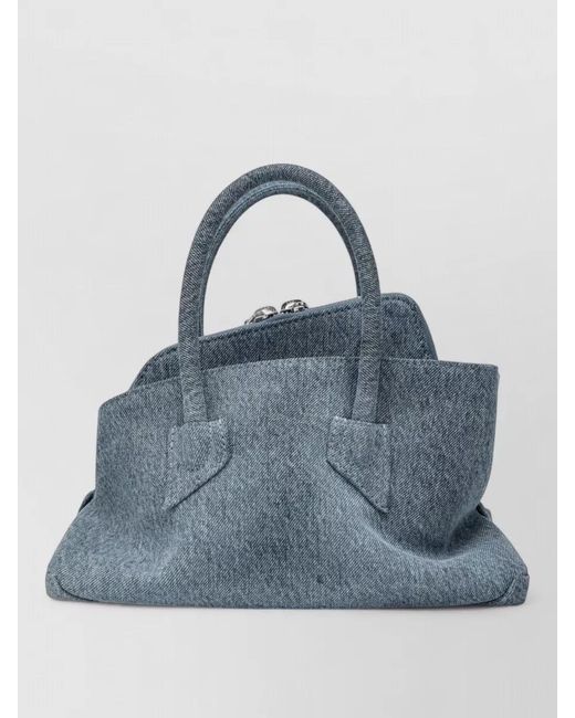 The Attico Blue Denim Texture Tote Bag Structured Shape Top Handles