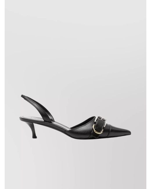 Women's Pointed Toe Slingback Mules - Kitten Heel Pumps With Crystal Buckle Design