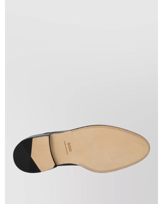 Boss Black Leather Derby Shoes for men