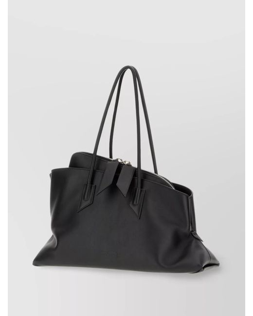 The Attico Black Medium Leather Shoulder Bag