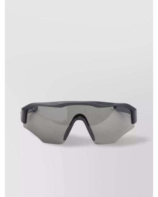 Gucci Gray Acetate Sunglasses With Metallic Frame And Curved Temples