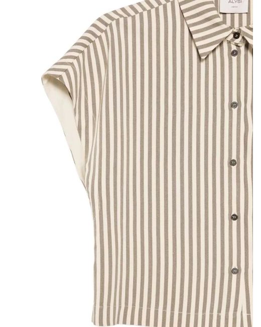 Alysi Natural Short Sleeve Shirt Chest Pocket Collar